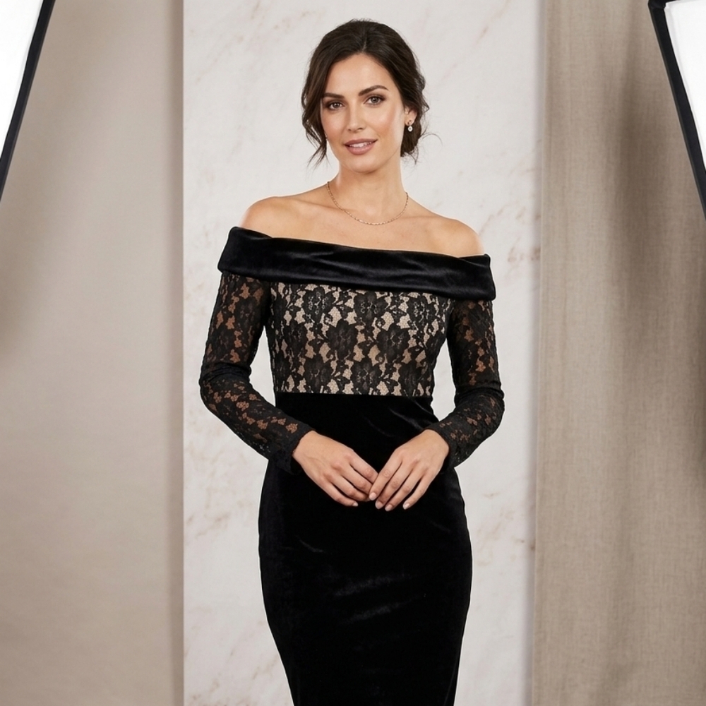 (New) Never Worn SHEIN Black Off-Shoulder Long Sleeve Sheath Dress